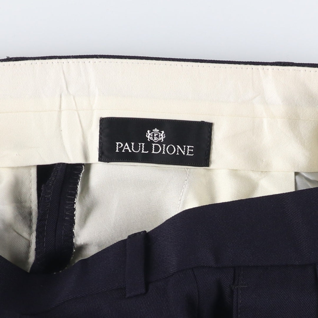 PAUL DIONE Three-pleat Wool Pants, Men's Size 34 wool navy blue type Vintage Second Hand