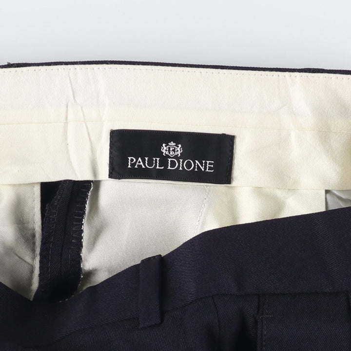 PAUL DIONE Three-pleat Wool Pants, Men's Size 34 wool navy blue type Vintage Second Hand