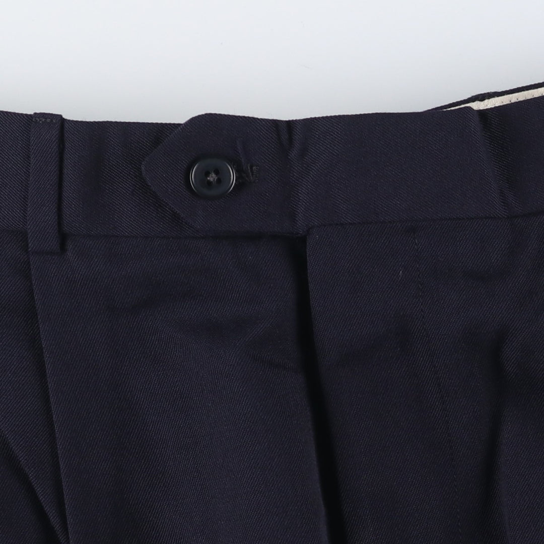 PAUL DIONE Three-pleat Wool Pants, Men's Size 34 wool navy blue type Vintage Second Hand