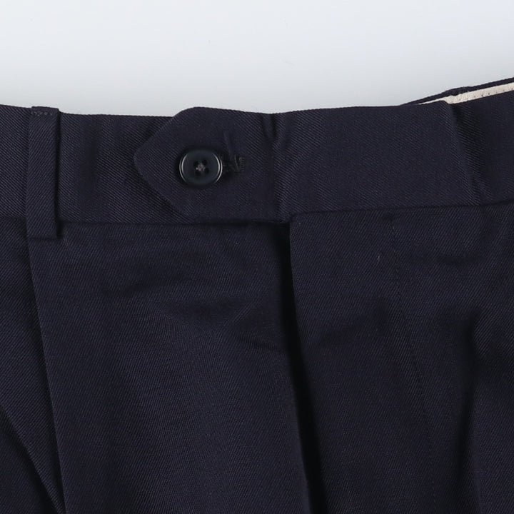 PAUL DIONE Three-pleat Wool Pants, Men's Size 34 wool navy blue type Vintage Second Hand
