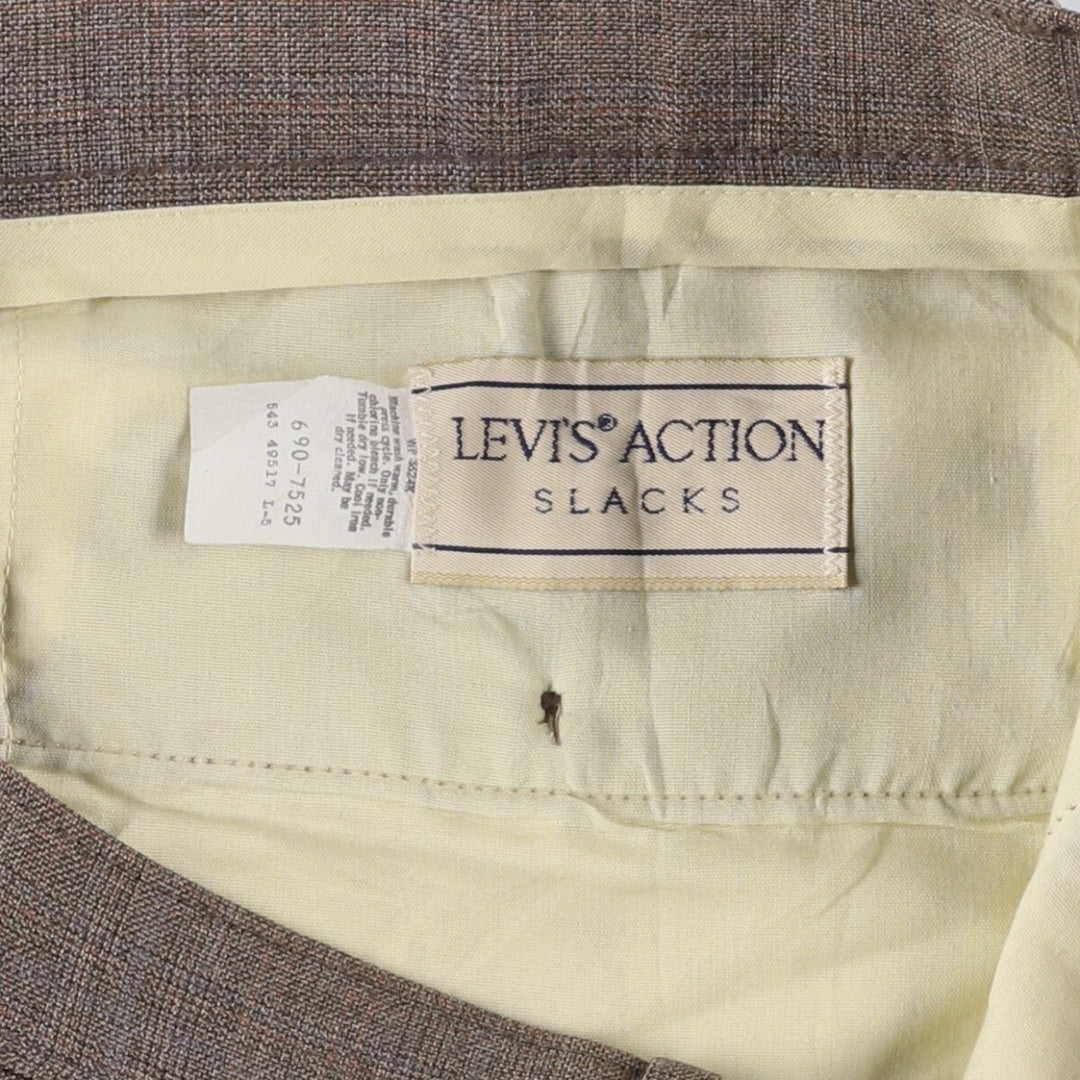 Vintage 1980'S Levi's Action Slacks, Check Pattern, Men's Size 34 unclear brown type Vintage Second Hand