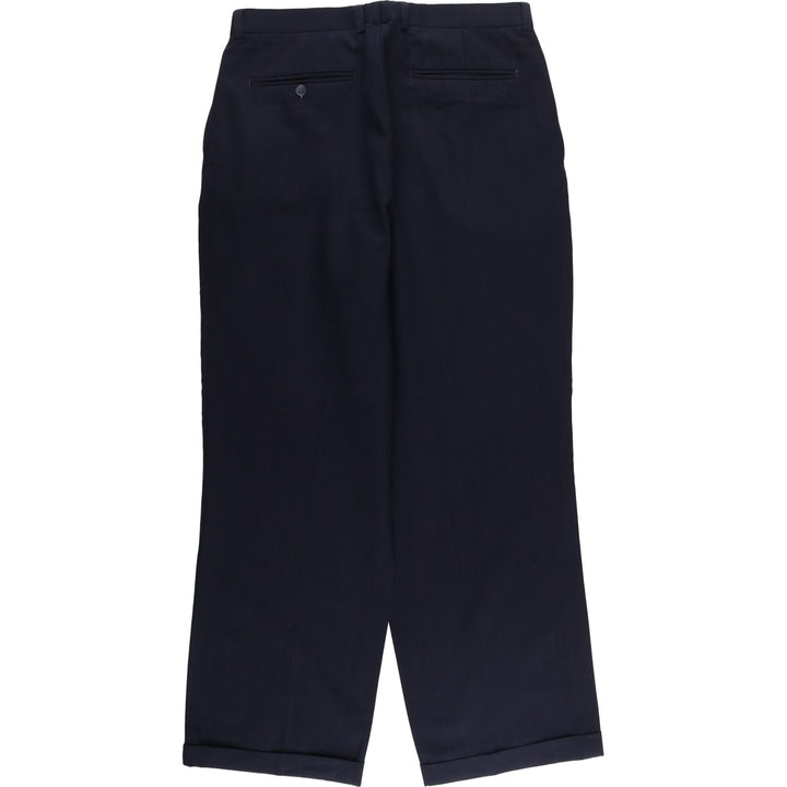 Stripe Pattern Two-pleat Slacks Pants for Men (W32 equivalent) unclear navy blue type Vintage Second Hand