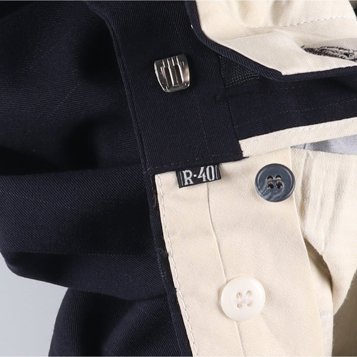 Stripe Pattern Two-pleat Slacks Pants for Men (W32 equivalent) unclear navy blue type Vintage Second Hand