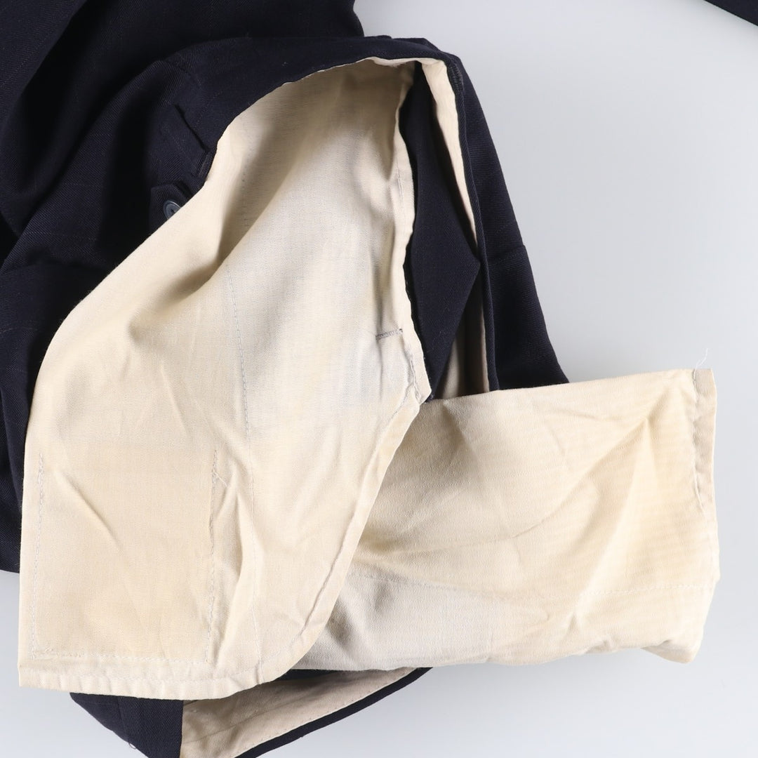 Stripe Pattern Two-pleat Slacks Pants for Men (W32 equivalent) unclear navy blue type Vintage Second Hand
