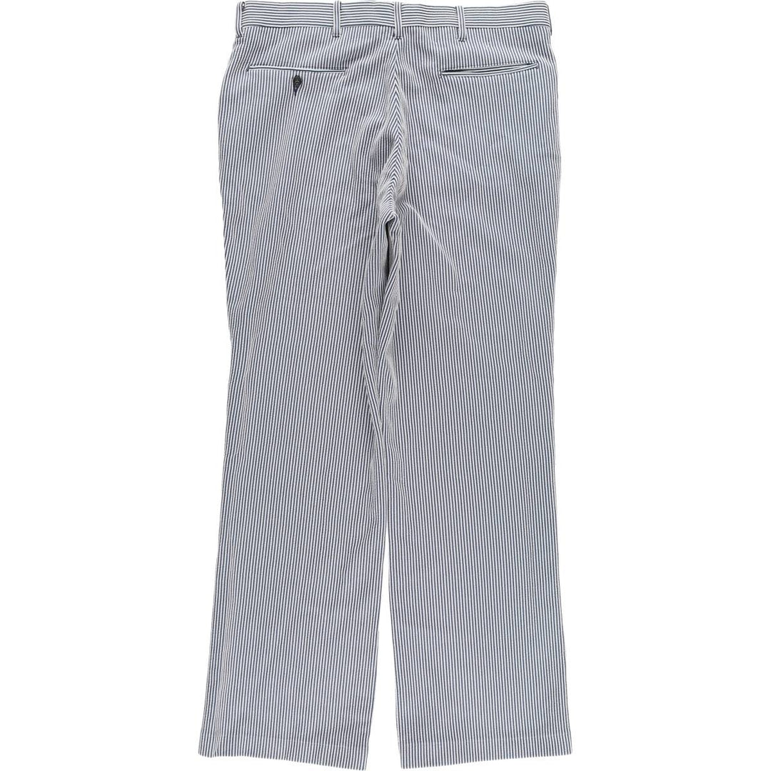 Vintage 70s-80'S Sears Prema-Press Reg. Fit Striped Pattern Slacks, Men's Size 34 unclear white type Vintage Second Hand