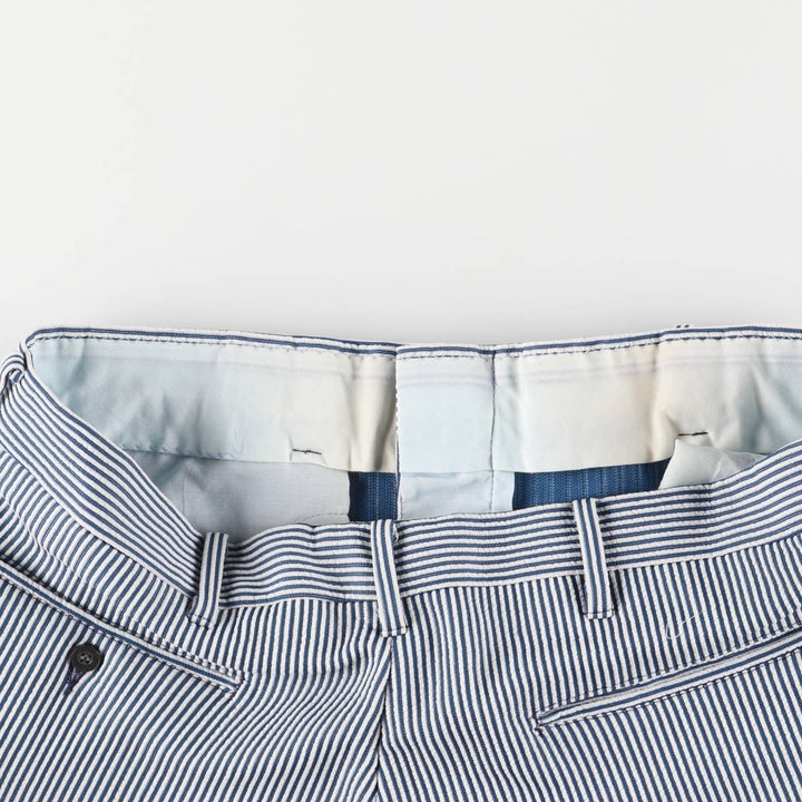 Vintage 70s-80'S Sears Prema-Press Reg. Fit Striped Pattern Slacks, Men's Size 34 unclear white type Vintage Second Hand