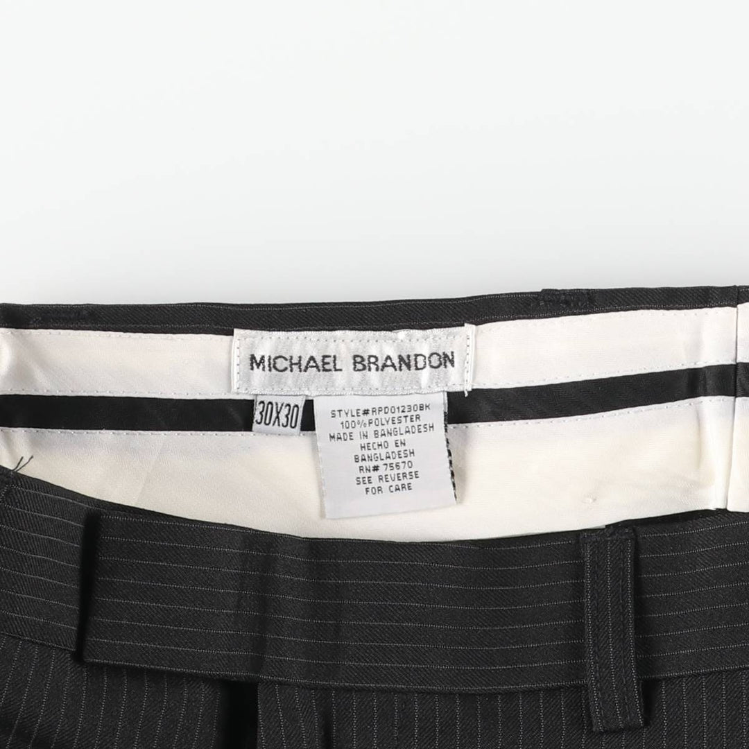 MICHAEL BRANDON Striped Pattern Slacks, Men's, Size W30 polyester black type Vintage Second Hand