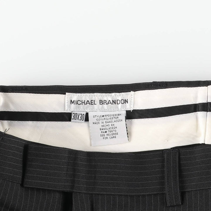 MICHAEL BRANDON Striped Pattern Slacks, Men's, Size W30 polyester black type Vintage Second Hand