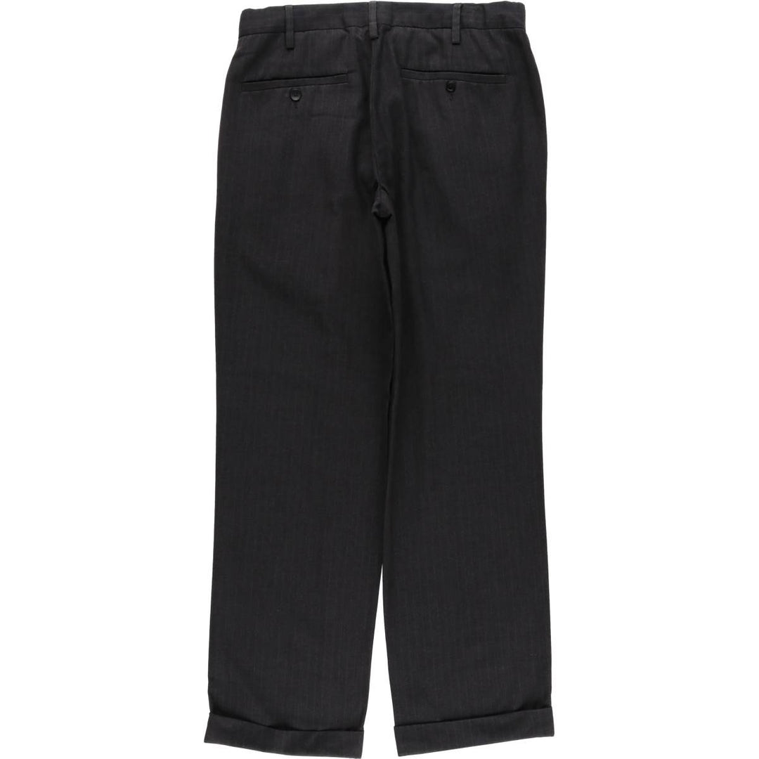 VAN HEUSEN Stripe Pattern Two-Pleated Slacks, Men's Size W32 polyester gray type Vintage Second Hand