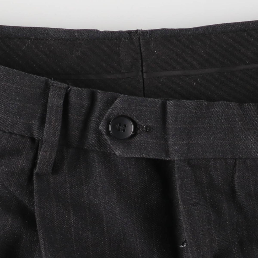 VAN HEUSEN Stripe Pattern Two-Pleated Slacks, Men's Size W32 polyester gray type Vintage Second Hand