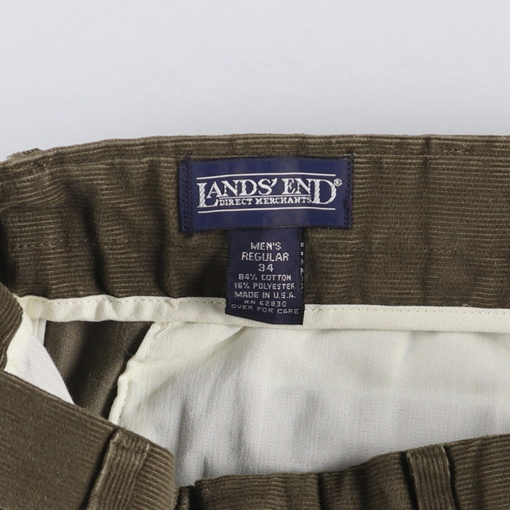 Vintage 90'S LANDS' END corduroy pants, made in the USA, men's size W34. cotton Khaki type Vintage Second Hand