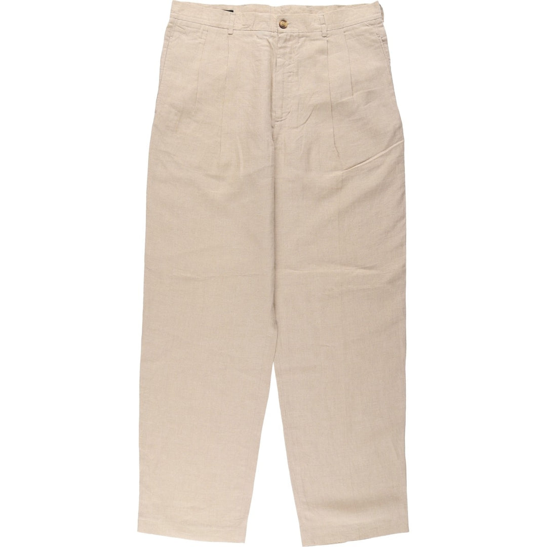 Joseph and Lyman two-pleat wide-leg trousers, men's size W36 (approx.) linen Beige type Vintage Second Hand