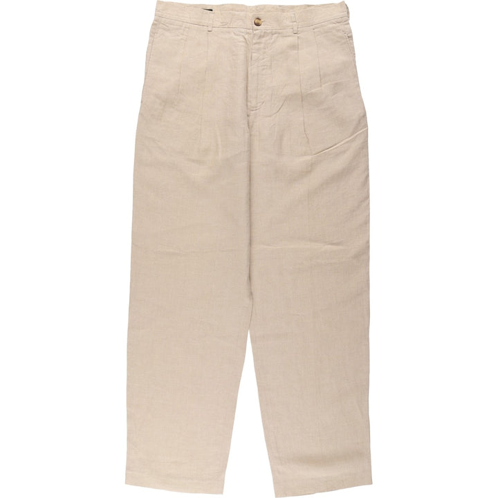 Joseph and Lyman two-pleat wide-leg trousers, men's size W36 (approx.) linen Beige type Vintage Second Hand