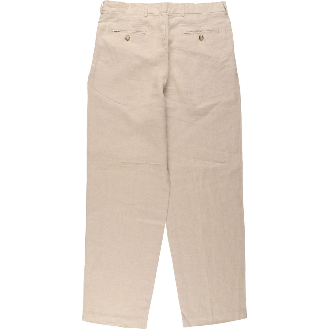 Joseph and Lyman two-pleat wide-leg trousers, men's size W36 (approx.) linen Beige type Vintage Second Hand