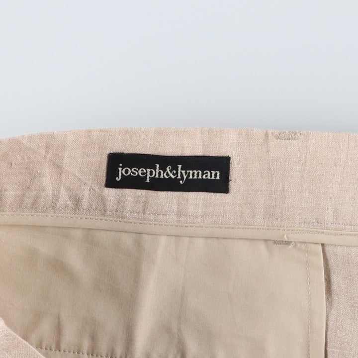 Joseph and Lyman two-pleat wide-leg trousers, men's size W36 (approx.) linen Beige type Vintage Second Hand