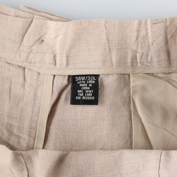 Joseph and Lyman two-pleat wide-leg trousers, men's size W36 (approx.) linen Beige type Vintage Second Hand