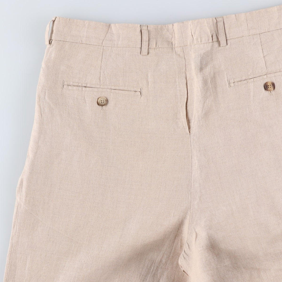Joseph and Lyman two-pleat wide-leg trousers, men's size W36 (approx.) linen Beige type Vintage Second Hand