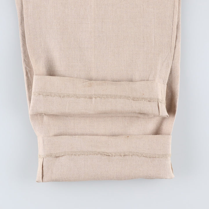 Joseph and Lyman two-pleat wide-leg trousers, men's size W36 (approx.) linen Beige type Vintage Second Hand