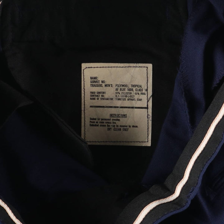 Authentic 1980'S US military USAF Tennessee Apparel Corps slacks, made in the USA, men's size W32 polyester navy blue type Vintage Second Hand