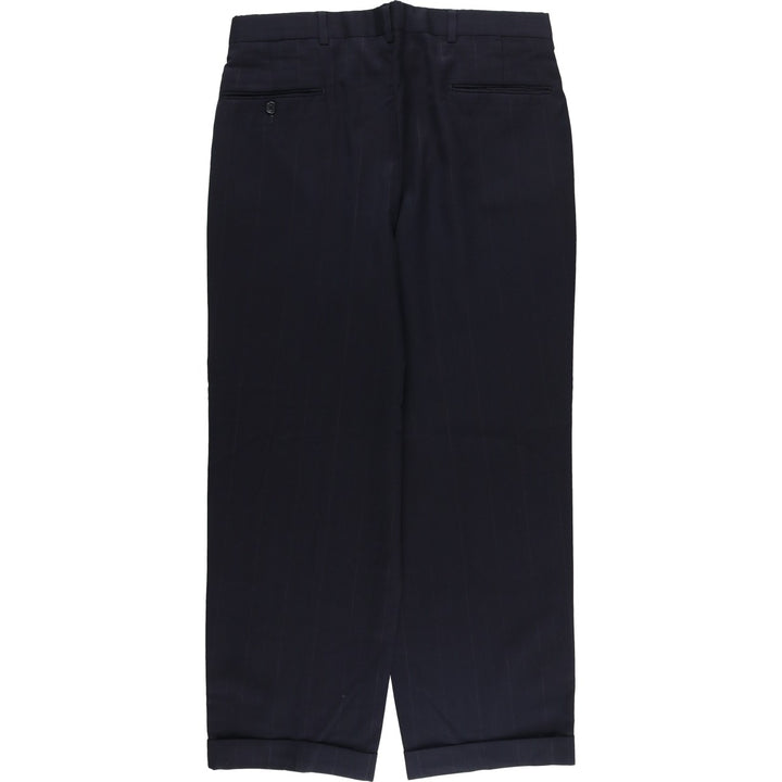 Vintage 70s-80'S Men's Two-Pleated Striped Slacks, Size W35 unclear black type Vintage Second Hand