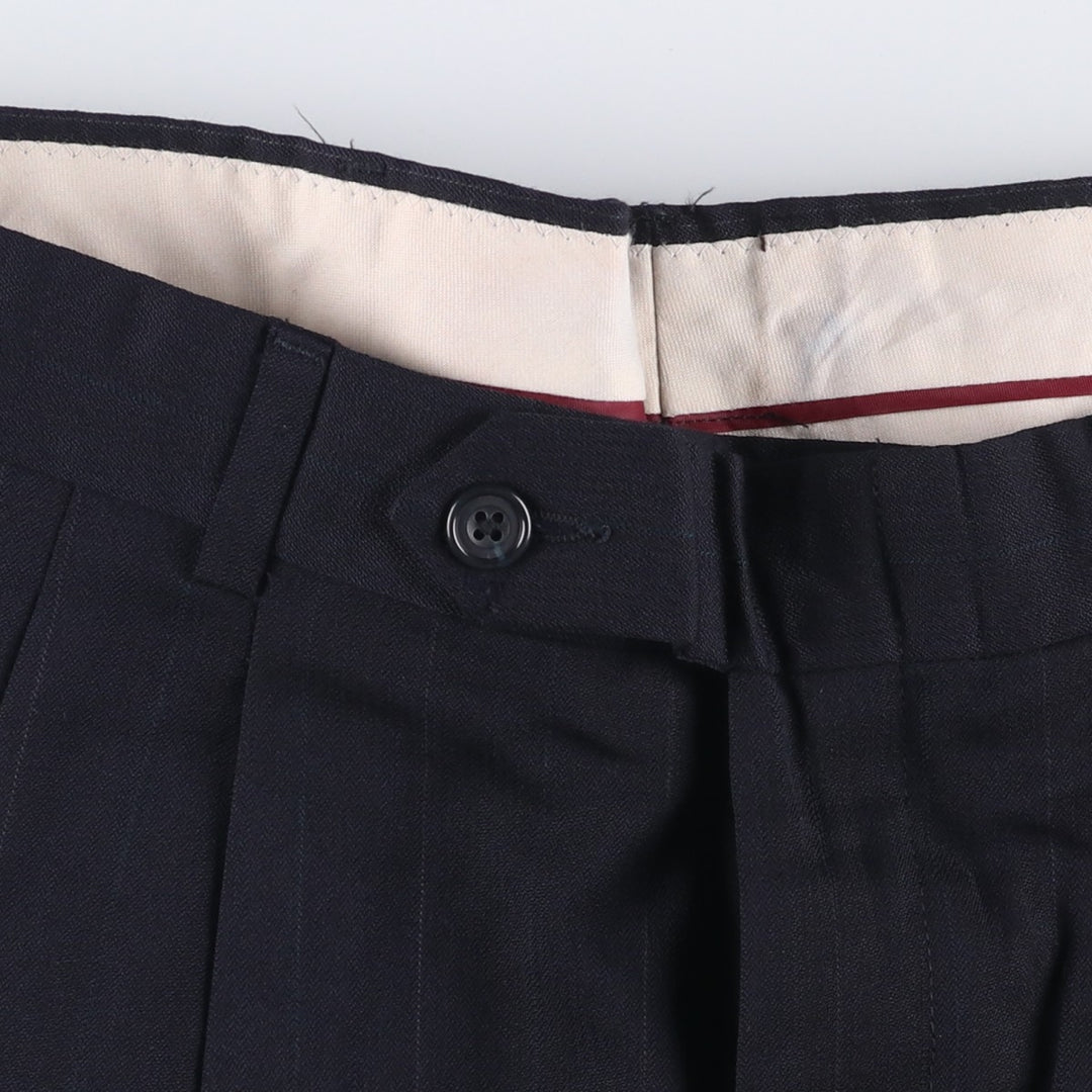 Vintage 70s-80'S Men's Two-Pleated Striped Slacks, Size W35 unclear black type Vintage Second Hand