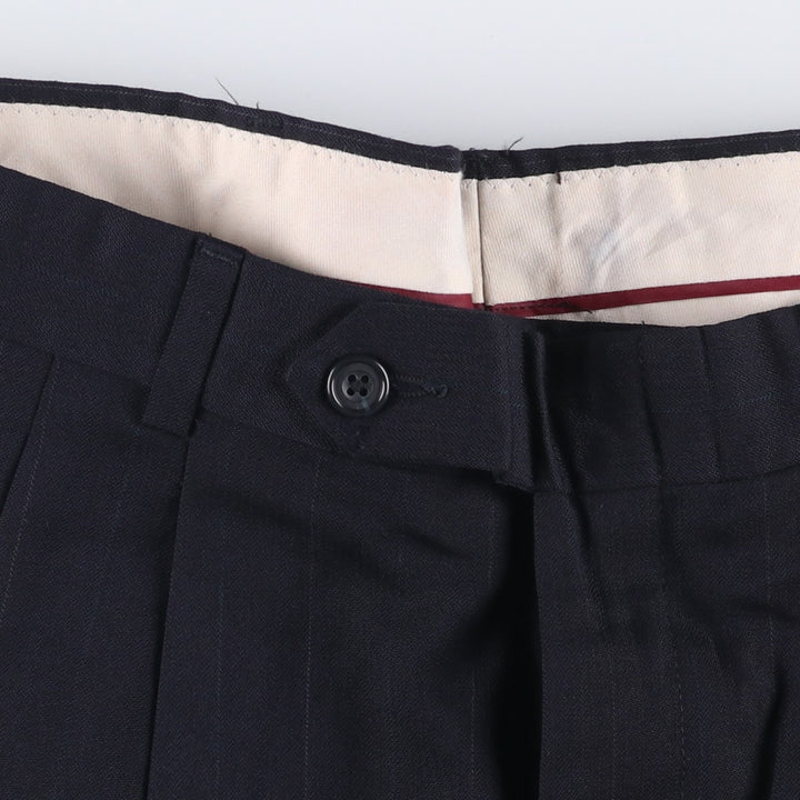 Vintage 70s-80'S Men's Two-Pleated Striped Slacks, Size W35 unclear black type Vintage Second Hand