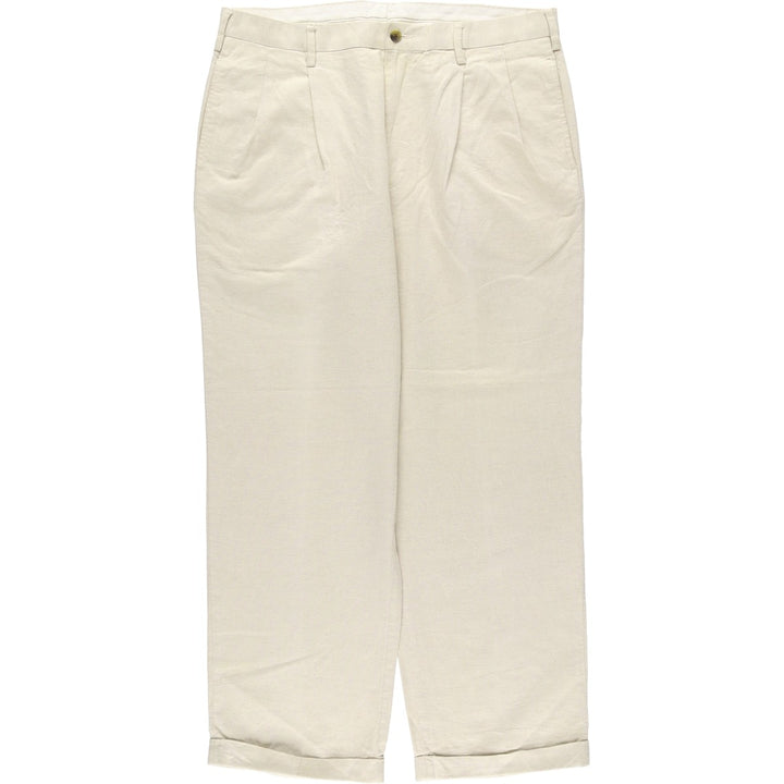WEATHERPROOF Two-pleat Linen Pants, Men's Size 37 linen Beige type Vintage Second Hand