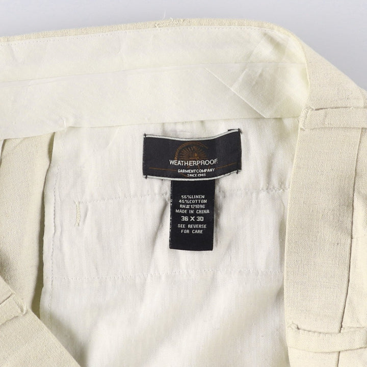 WEATHERPROOF Two-pleat Linen Pants, Men's Size 37 linen Beige type Vintage Second Hand