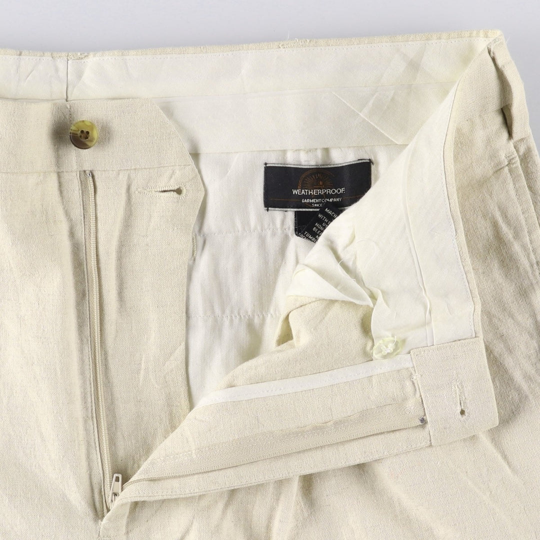 WEATHERPROOF Two-pleat Linen Pants, Men's Size 37 linen Beige type Vintage Second Hand