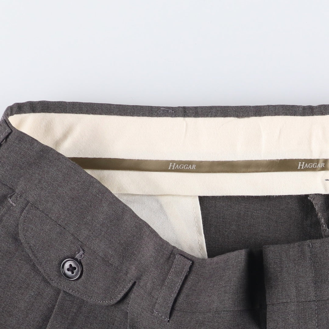 Haggar Two-pleat Slacks, Men's, Size W37 polyester gray type Vintage Second Hand