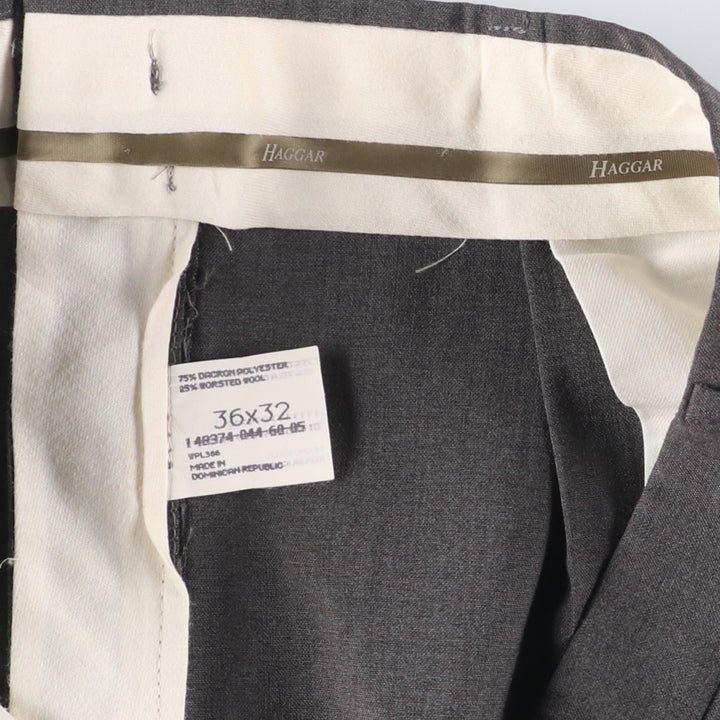 Haggar Two-pleat Slacks, Men's, Size W37 polyester gray type Vintage Second Hand