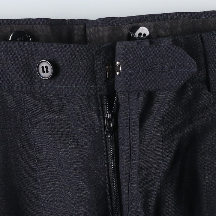 90'S Stripe Pattern Two-Pleat Wool Trousers, Made in USA, Men's Size W34 (approx.) wool black type Vintage Second Hand