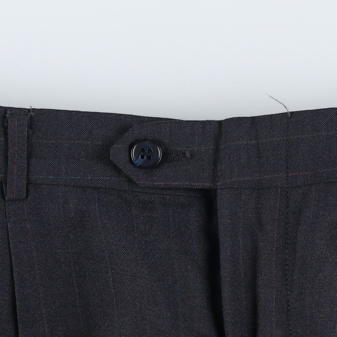 90'S Stripe Pattern Two-Pleat Wool Trousers, Made in USA, Men's Size W34 (approx.) wool black type Vintage Second Hand