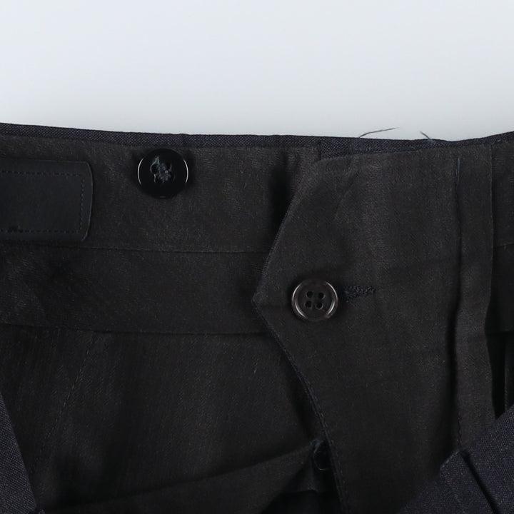90'S Stripe Pattern Two-Pleat Wool Trousers, Made in USA, Men's Size W34 (approx.) wool black type Vintage Second Hand