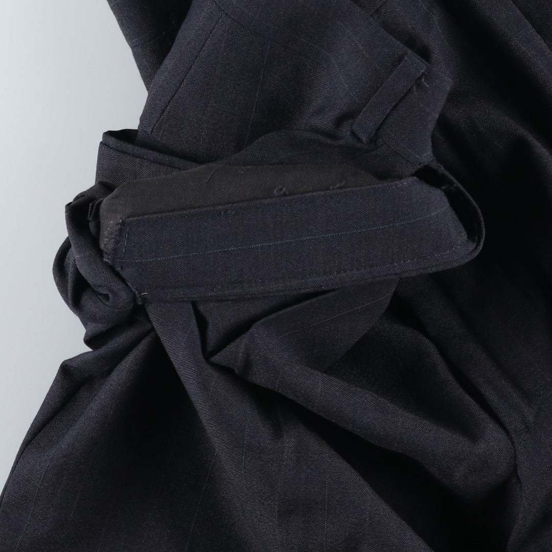 90'S Stripe Pattern Two-Pleat Wool Trousers, Made in USA, Men's Size W34 (approx.) wool black type Vintage Second Hand