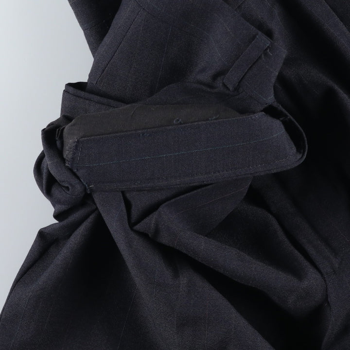 90'S Stripe Pattern Two-Pleat Wool Trousers, Made in USA, Men's Size W34 (approx.) wool black type Vintage Second Hand