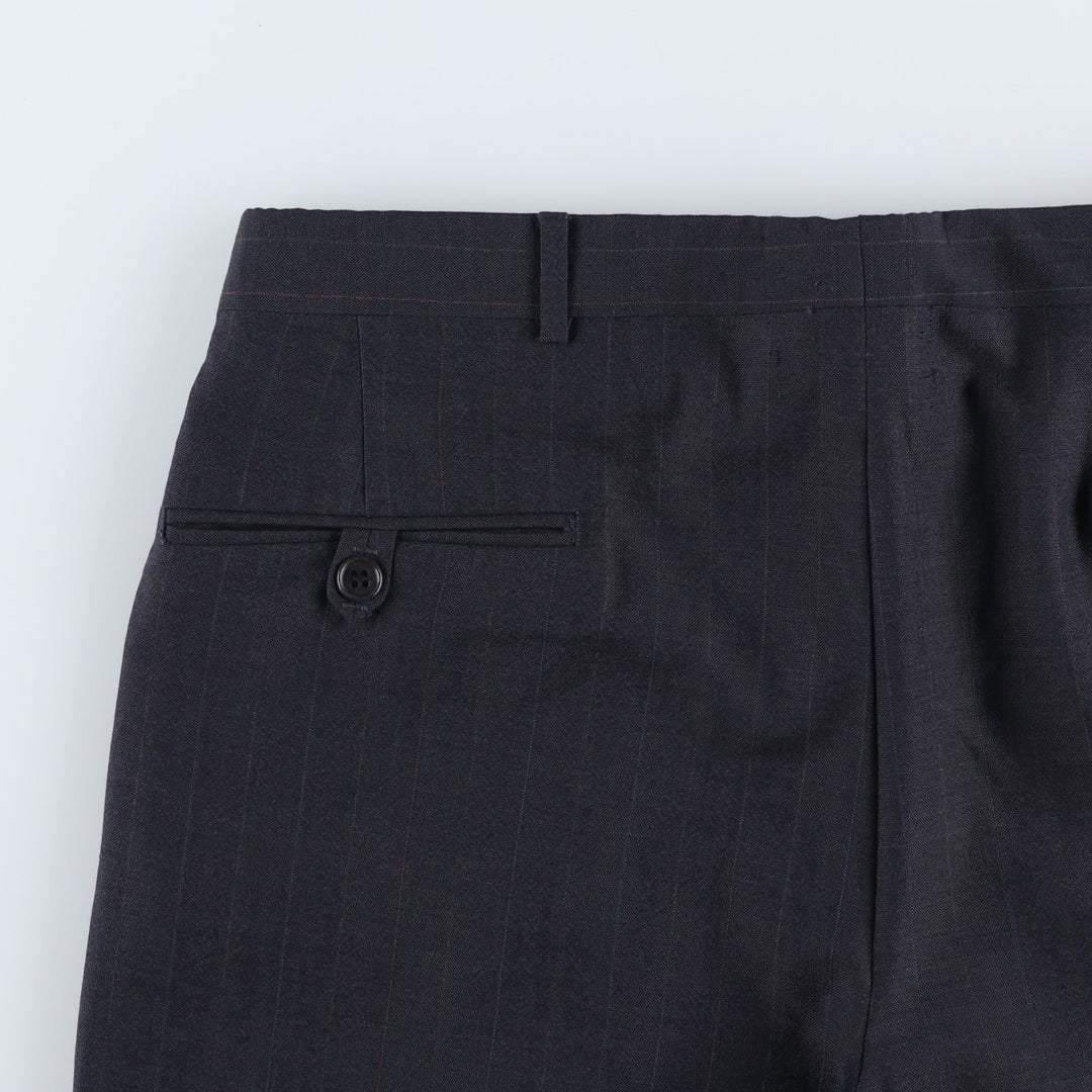 90'S Stripe Pattern Two-Pleat Wool Trousers, Made in USA, Men's Size W34 (approx.) wool black type Vintage Second Hand