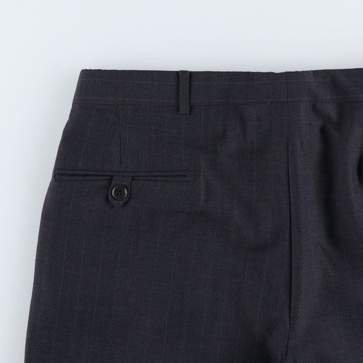 90'S Stripe Pattern Two-Pleat Wool Trousers, Made in USA, Men's Size W34 (approx.) wool black type Vintage Second Hand