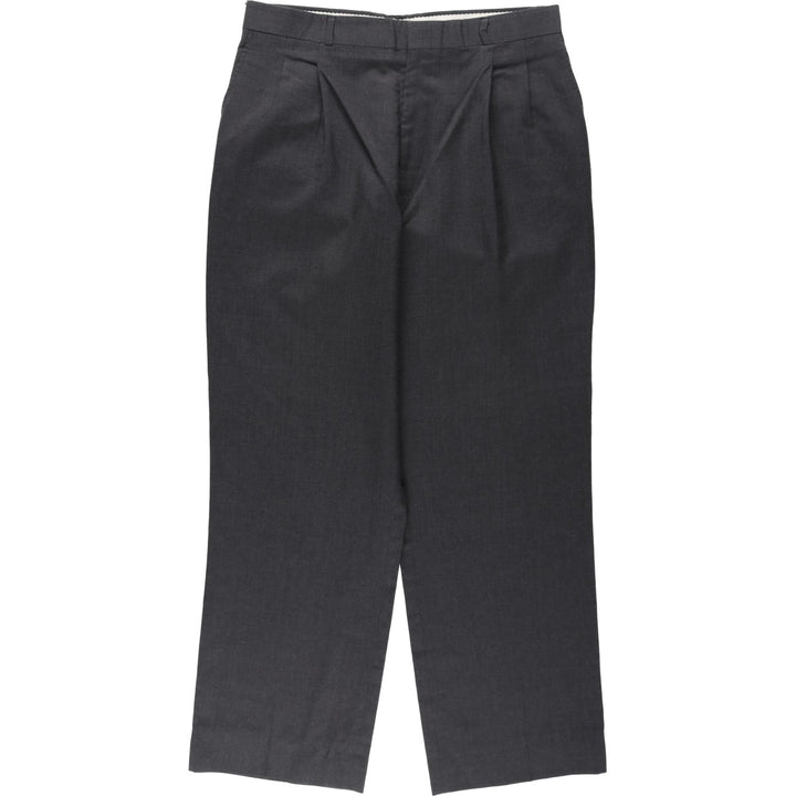 ~90'S Two-pleat slacks, wide-leg pants, men's size W35 equivalent, vintage wide-leg pants unclear gray type Vintage Second Hand