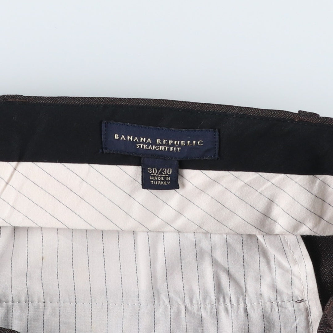 Banana Republic Straight Fit Herringbone Slacks Pants, Men's Size W31 (approx.) unclear brown type Vintage Second Hand