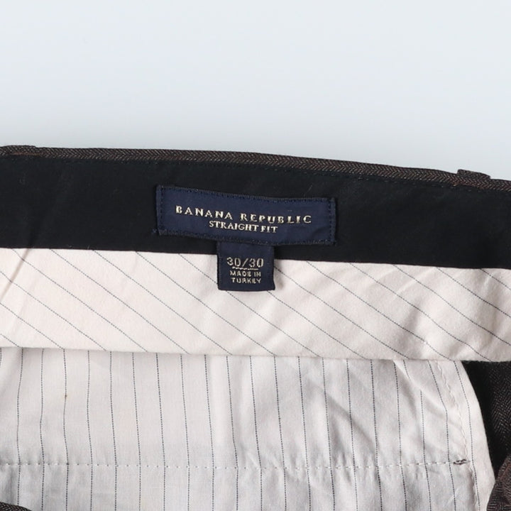 Banana Republic Straight Fit Herringbone Slacks Pants, Men's Size W31 (approx.) unclear brown type Vintage Second Hand