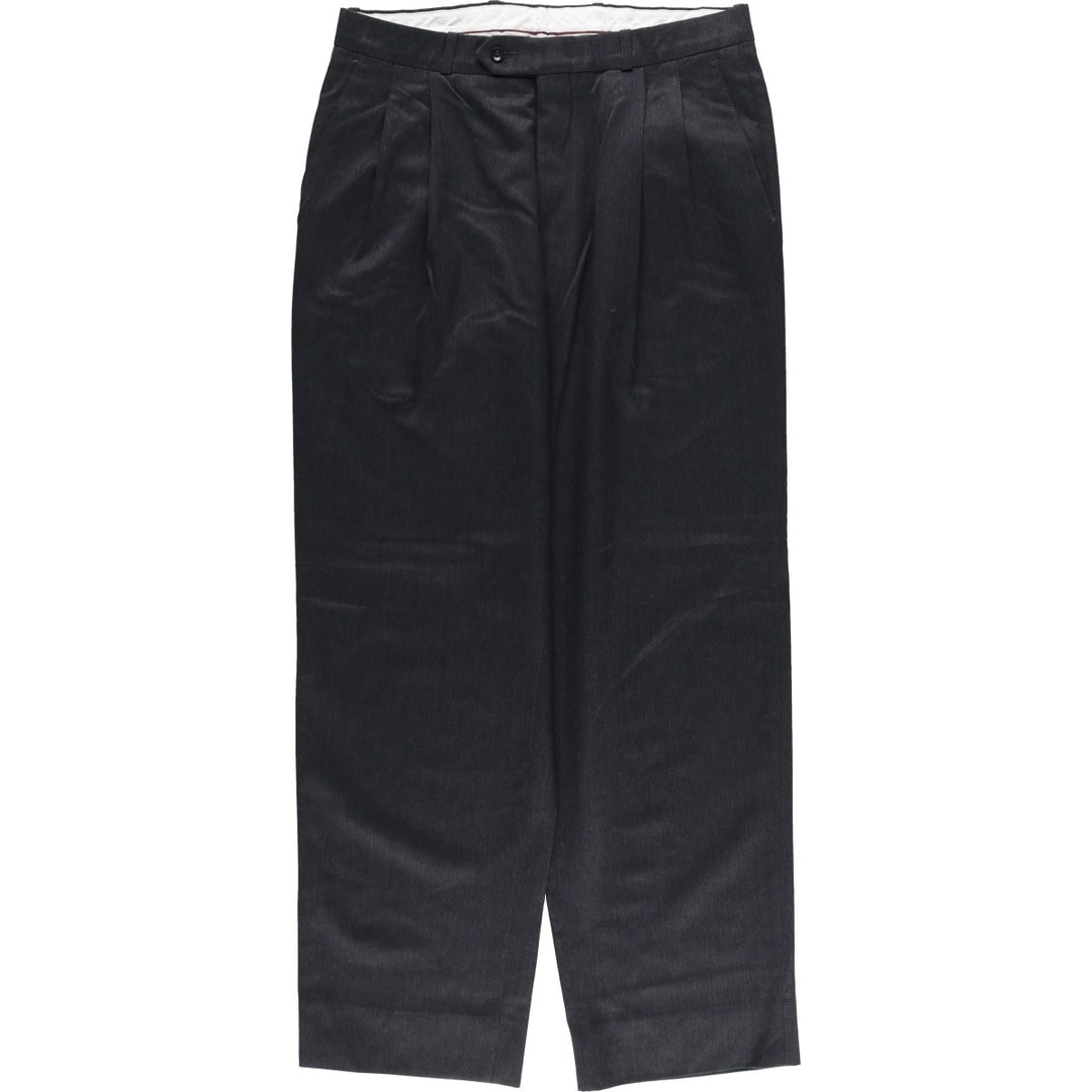 LINEAGE MOORES Two-pleat Polyester and Wool Pants, Men's Size 34 polyester black type Vintage Second Hand
