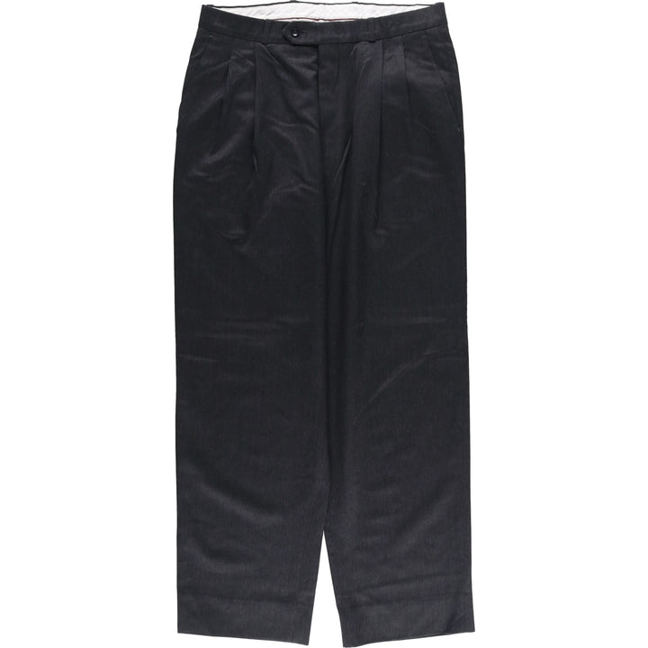LINEAGE MOORES Two-pleat Polyester and Wool Pants, Men's Size 34 polyester black type Vintage Second Hand