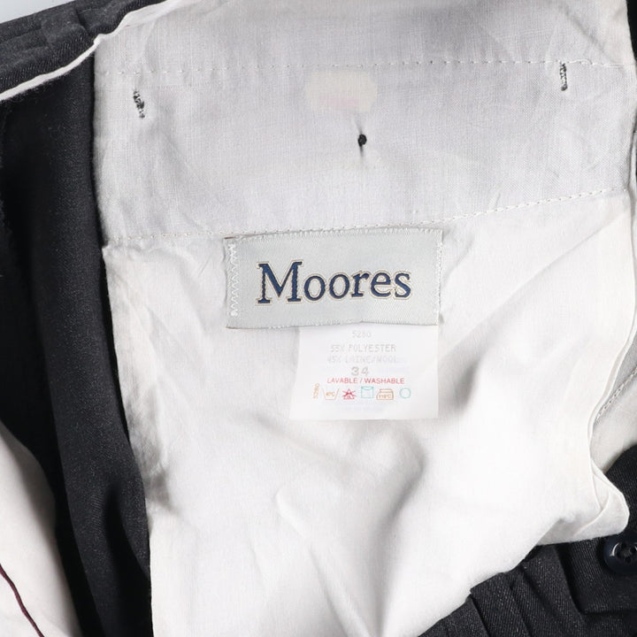 LINEAGE MOORES Two-pleat Polyester and Wool Pants, Men's Size 34 polyester black type Vintage Second Hand