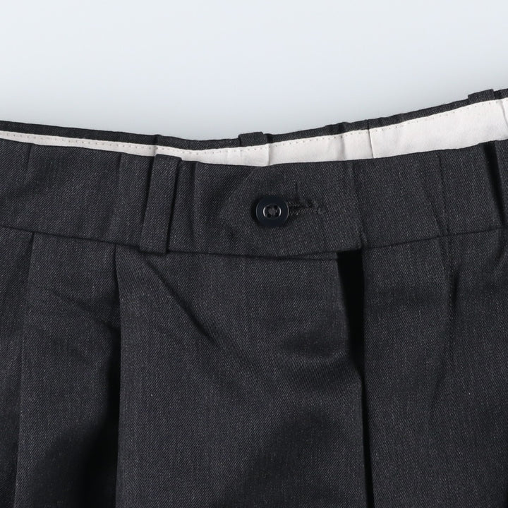 LINEAGE MOORES Two-pleat Polyester and Wool Pants, Men's Size 34 polyester black type Vintage Second Hand