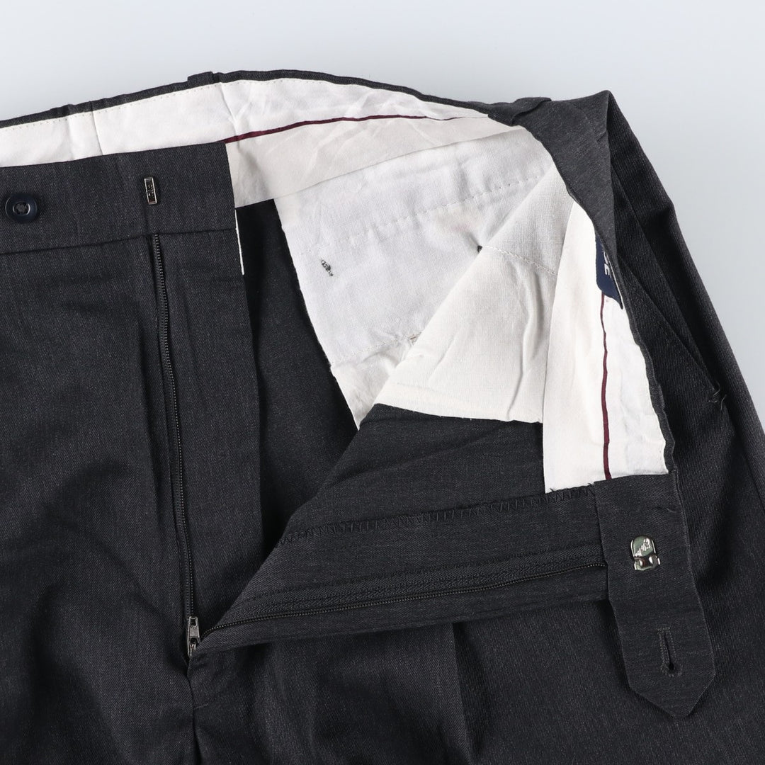 LINEAGE MOORES Two-pleat Polyester and Wool Pants, Men's Size 34 polyester black type Vintage Second Hand