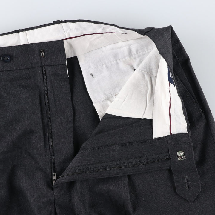 LINEAGE MOORES Two-pleat Polyester and Wool Pants, Men's Size 34 polyester black type Vintage Second Hand