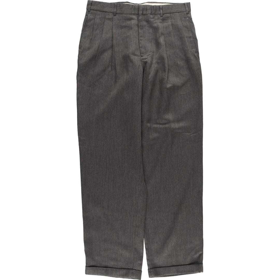 NINO CERRUTI Three-pleat Slacks, Men's Size 34 polyester gray type Vintage Second Hand