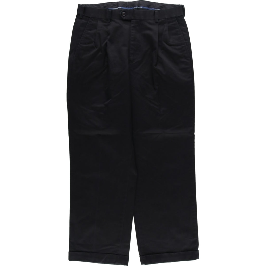 SADDLEBRED Two-pleat Cotton Slacks, Men's, Size W35 cotton black type Vintage Second Hand