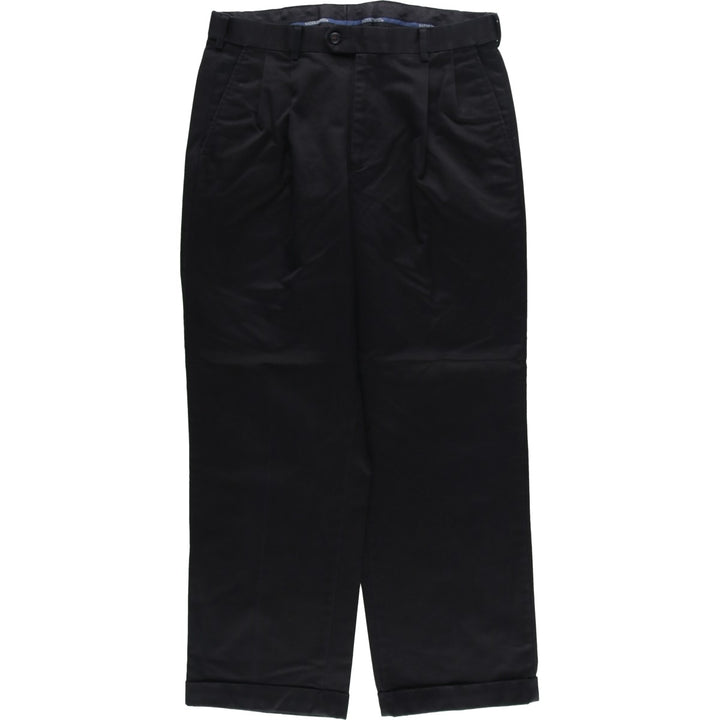 SADDLEBRED Two-pleat Cotton Slacks, Men's, Size W35 cotton black type Vintage Second Hand